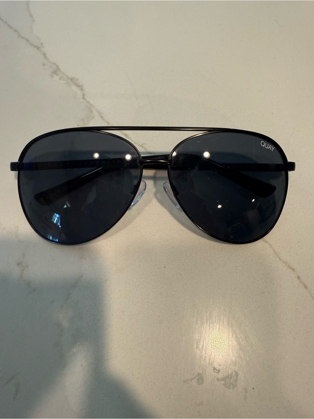 Quay Black Aviator Sunglasses - High key Large